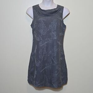 Lina Tomei Gray Embroidered Linen Slip Dress Size L Resortwear Coastal